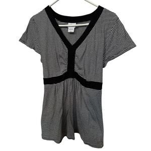 Oh Baby by Motherhood Maternity XL Shirt Tie Back Black White Stripe Mom To Be